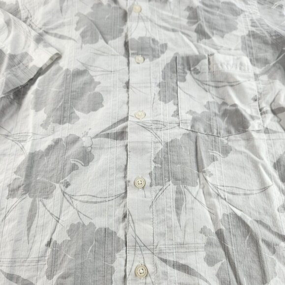 Quiksilver Quicksilver Button Up Shirt Men Small Mid Fit Gray White Floral Surf - Picture 10 of 16